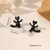 Cartoon Personality Temperament Niche Design Sense Black Cat Pearl Stud Earrings Women Ins Tide High Fashion Sense Earrings