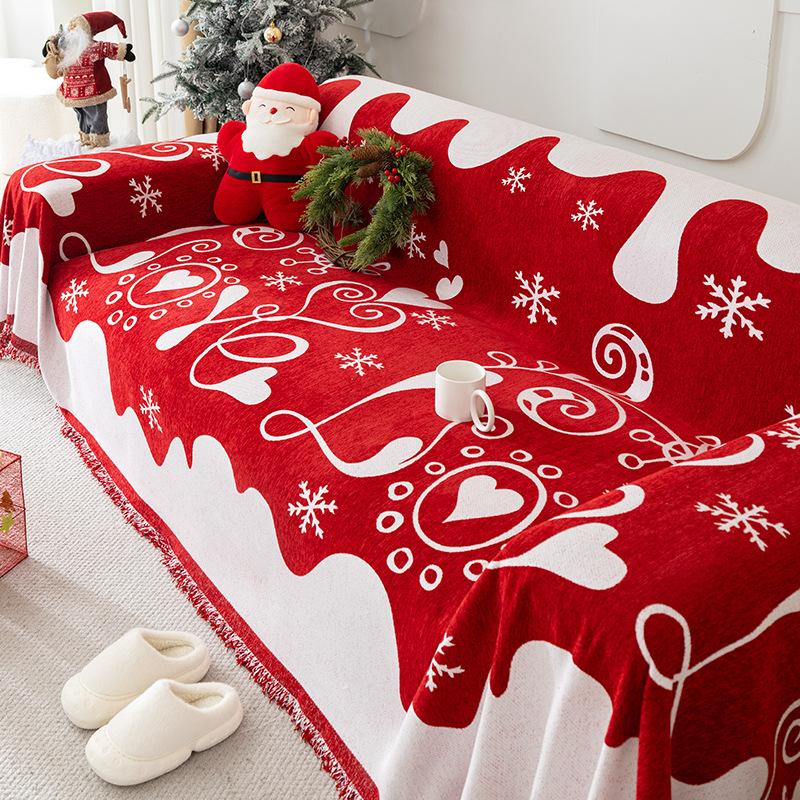 Simple and modern chenille sofa towel, universal in all seasons, anti-cat scratch full cover blanket, non-slip straight row sofa cover cloth