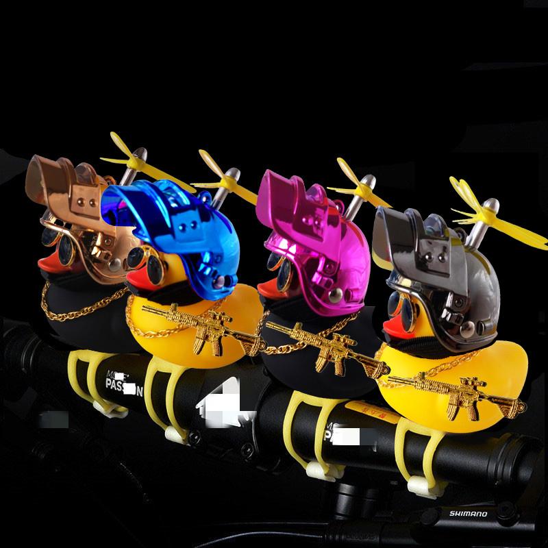 Broken Wind Rubber Duck Motor Accessories Yellow Duck with Helmet Auto Car Accessories Duck In The Car Car Interior Decoration