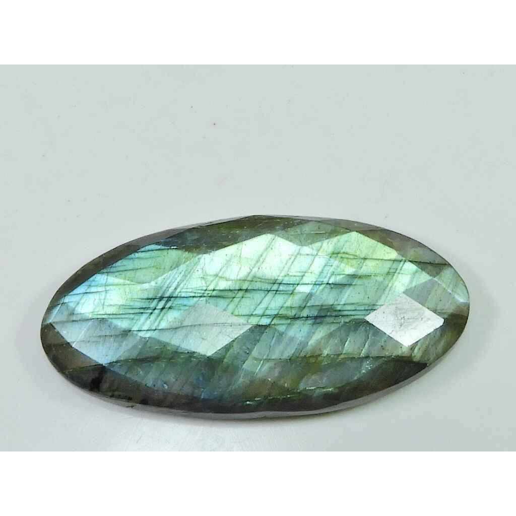 Natural Labradorite 21X45MM Oval Checker Cut Stone Cabochon Gemstone 54Cts. SK-2537