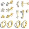 Jstyle Hypoallergenic Earring Stacks for Women Stainless Steel Earrings | 20G Cartilage Earrings for Multiple Piercings, Small Studs Huggie Hoops
