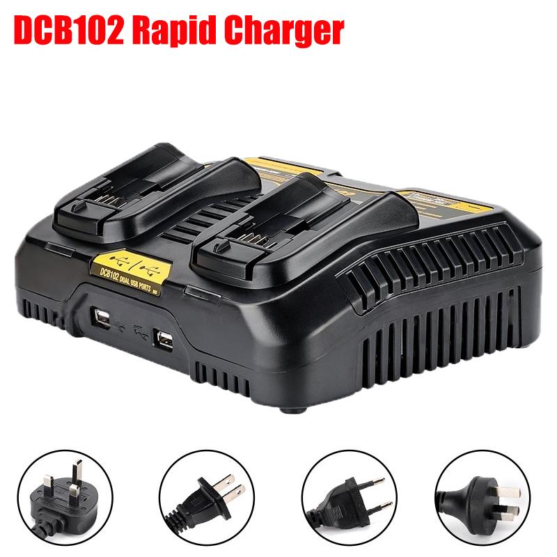 DCB102 Dual-Port Rapid Charger Replacement Charger Power Tool Battery Charger Compatible with For 20V Lithium Batteries