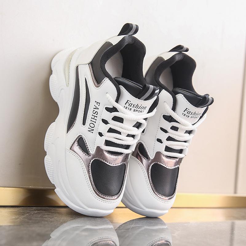 Korean version of platform white shoes 2025 spring fashion new dad shoes women's ins tide increases casual sports single shoes women