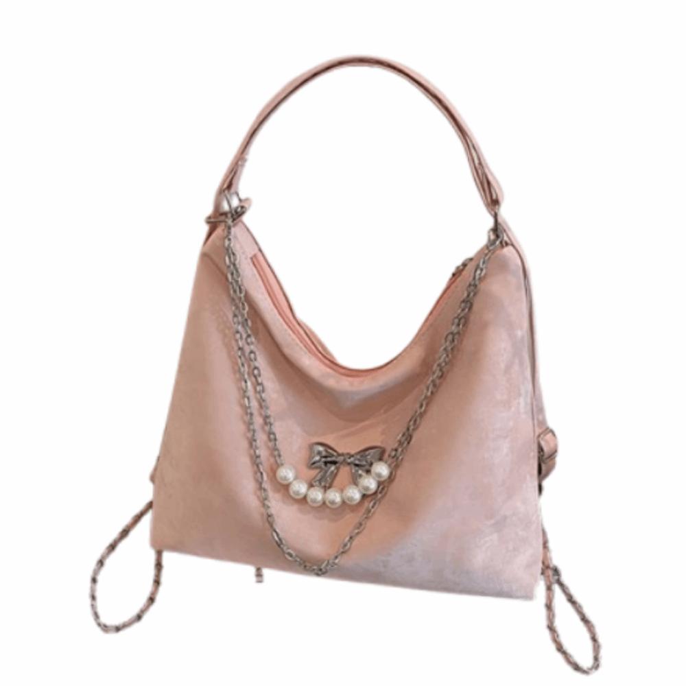 

Retro Student Tote Bag PU Leather Shopping Handbag All-Match Women s Shoulder Bag Work Travel розовый