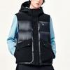 Fila Shiny Color Block Hooded Sports Down Vest Men Vests Black F11M148906F-BK