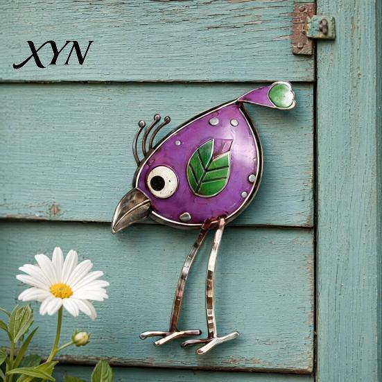 Leaf Pattern Bird Decor 3Pcs Wooden Birds Wall Art Decor, Distressed Hangings, Funny Long Leg Hanging Sculpture, Boho Farmhouse Decorations