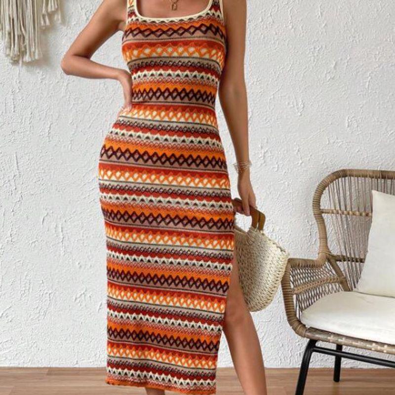 

Весна 2023 Новая Мода Трансграничная Женская Одежда Стильная Уличная Мода Повседневная Полоска Без рукавов Квадратный Вырез Figure II M