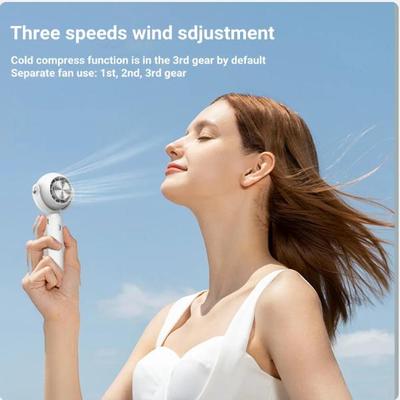 2024 Semiconductor Cooling Ice Coated Handheld Air Conditioner Fan USB Rechargeable Wireless Electric Hand Ventilador