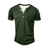 Men's Summer Round Neck Short Sleeve T-Shirt Neck Men's All-match Casual Button Shirt