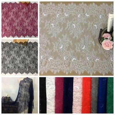 WM, 3 Meter, bunte Wimpern-Spitzenborte, zum Nähen, 65 cm breit, DIY-Nähapplikation, Hochzeitskleid-Dekoration