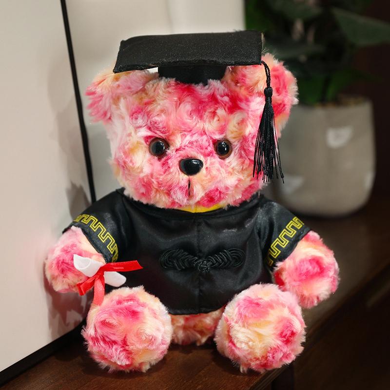 25cm Kawaii Doctor Panda Plush Toys Kawaii Panda Bears with Doctorial Hat Plushie Doll Stuffed Animal Toy Kids Graduation Gift