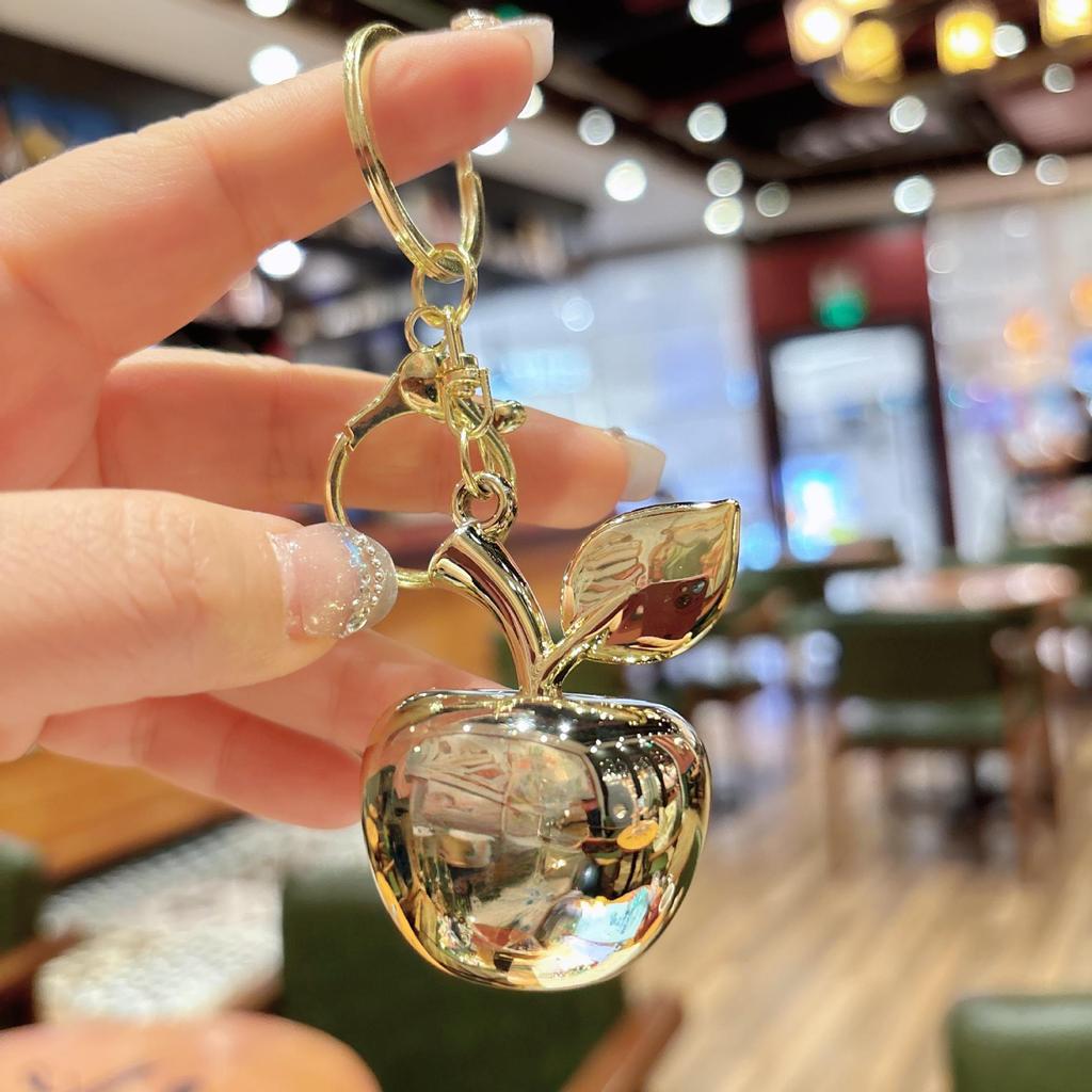 DIY Jewelry Plating Keychain with High-End Apple Pendant - Stylish Bag or Car Accessory