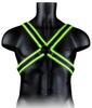Cross Glow Phosphorescent Harness Black-Neon Green - Ouch! Glow - Men's Harness