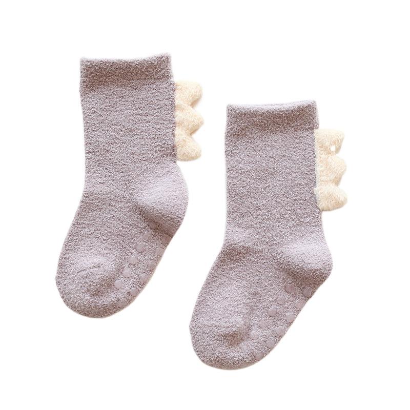 

Cartoon Dinosaur Baby Foot Socks Casual Warm Non-slip Floor Socks Cute Newborn Socks Winter L фіолетовий