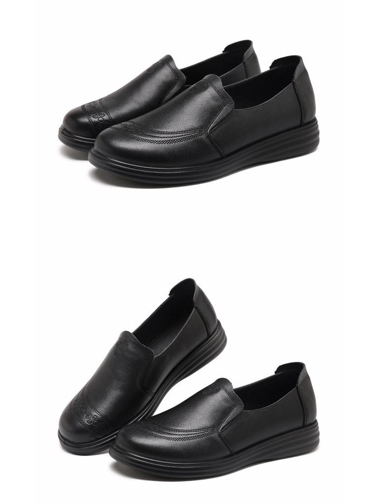 Autumn Flat Soft Sole Genuine Leather Non-Slip Shoes for Women - Comfortable Plus Size 801316