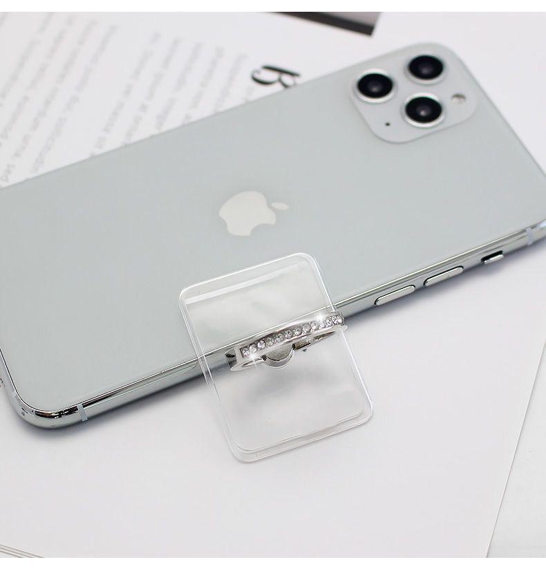 Diamond-Studded Transparent Phone Ring & Stand Holder
