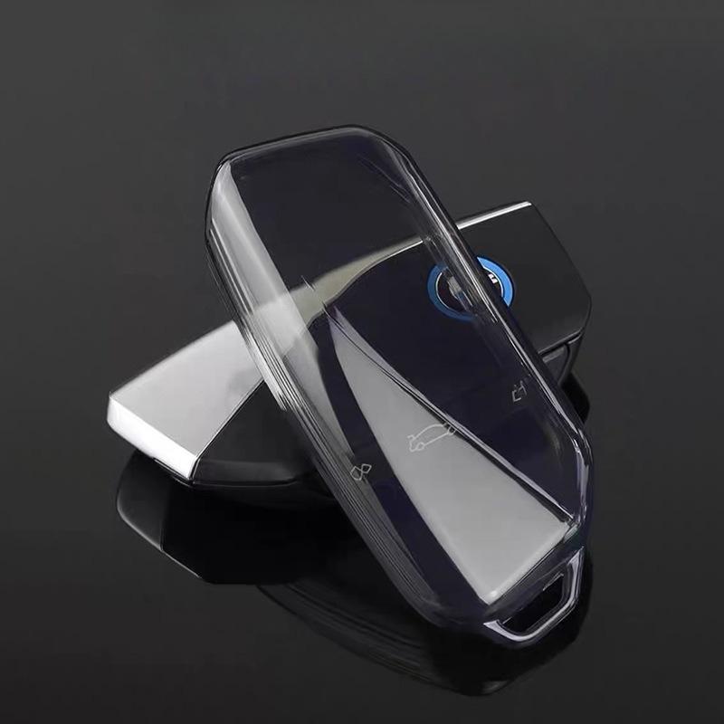 TPU Transparent Car Key Cover for BMW - Compatible with 1/3/5/X Series, I Models | Black & White Color | Protective Key Fob Case