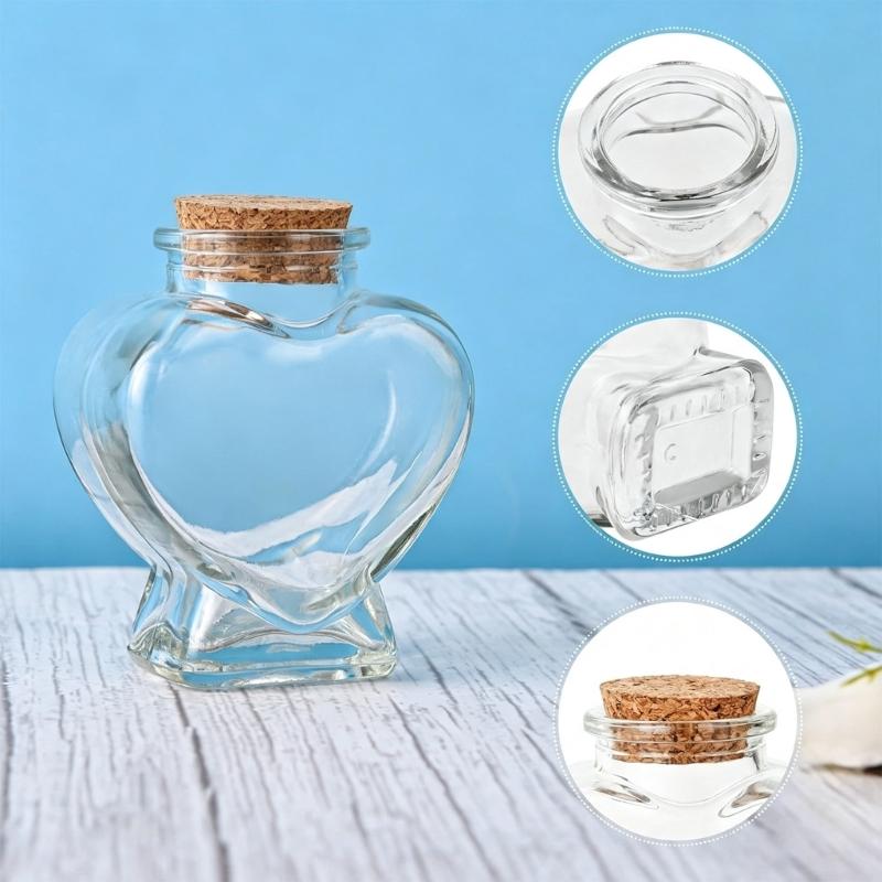 Decorative Glass Bottles With Cork Stoppers See-Through Glass Display Bottle with Wood Cap for Sand Paper Bits and Wedding Shelf Home Room Styling