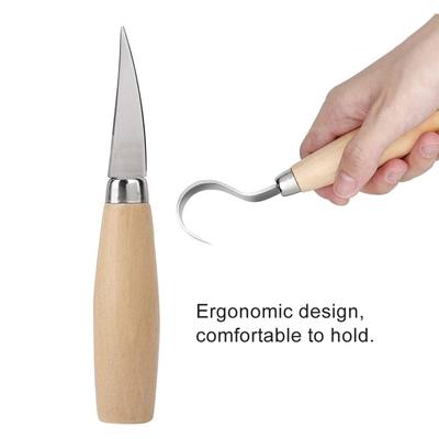 2 ks Sada nástrojů pro řezbářství do dřeva s řezbářským hákovým nožem, nožem na vyřezávání dřeva, ergonomickým designem a vysokou tvrdostí pro začátečníky