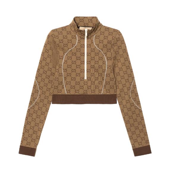 

GUCCI GG Jacquard Half-Zip Knit Sweater Women s Ebony 715524-XJETY-9742 S