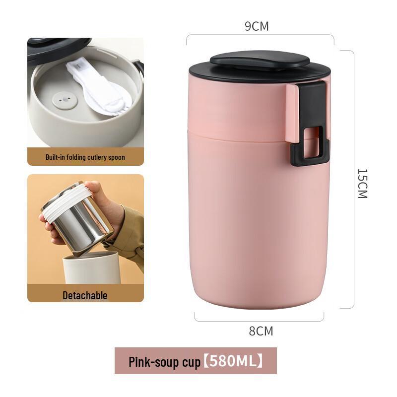 Si Gang Food-Grade Stainless Steel Breakfast Mug with Lid & Spoon