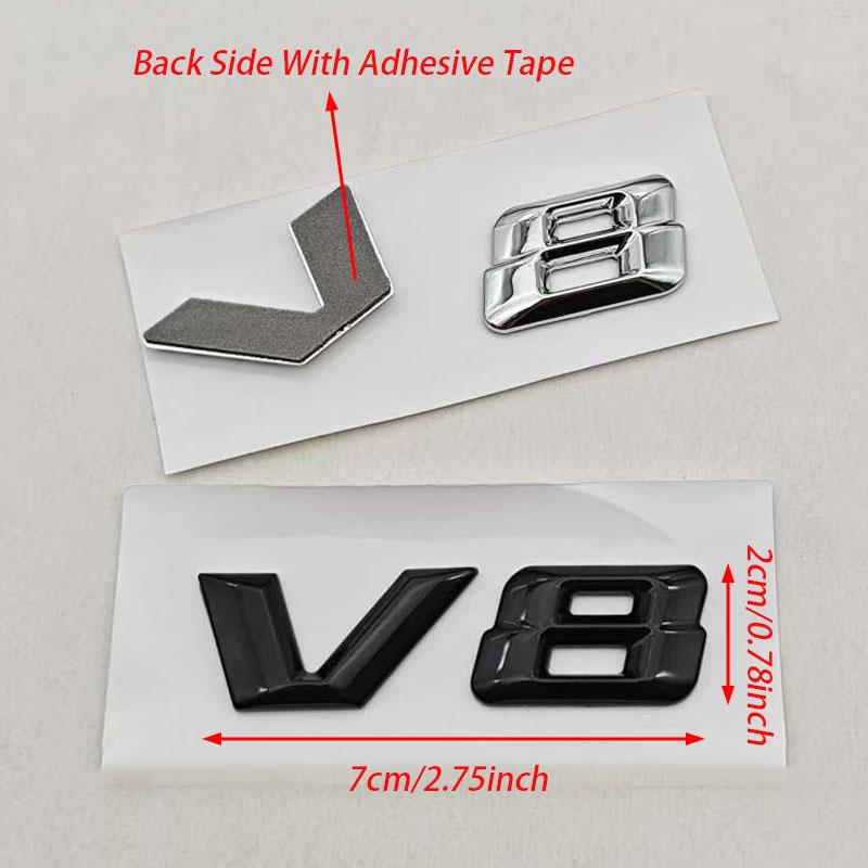 3D ABS Chrome Letters Car Fender Badge Sticker V8 Emblem Logo For Mercedes QPKDK5 Maybach S600 W222 S500 W140 CL600 M275 CLS63