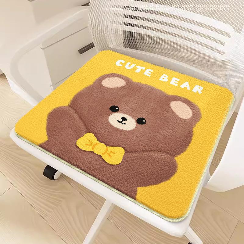 Cartoon Plush Non-Slip Chair Cushion – Soft Imitation Cashmere for Office, Student, or Sofa Seating