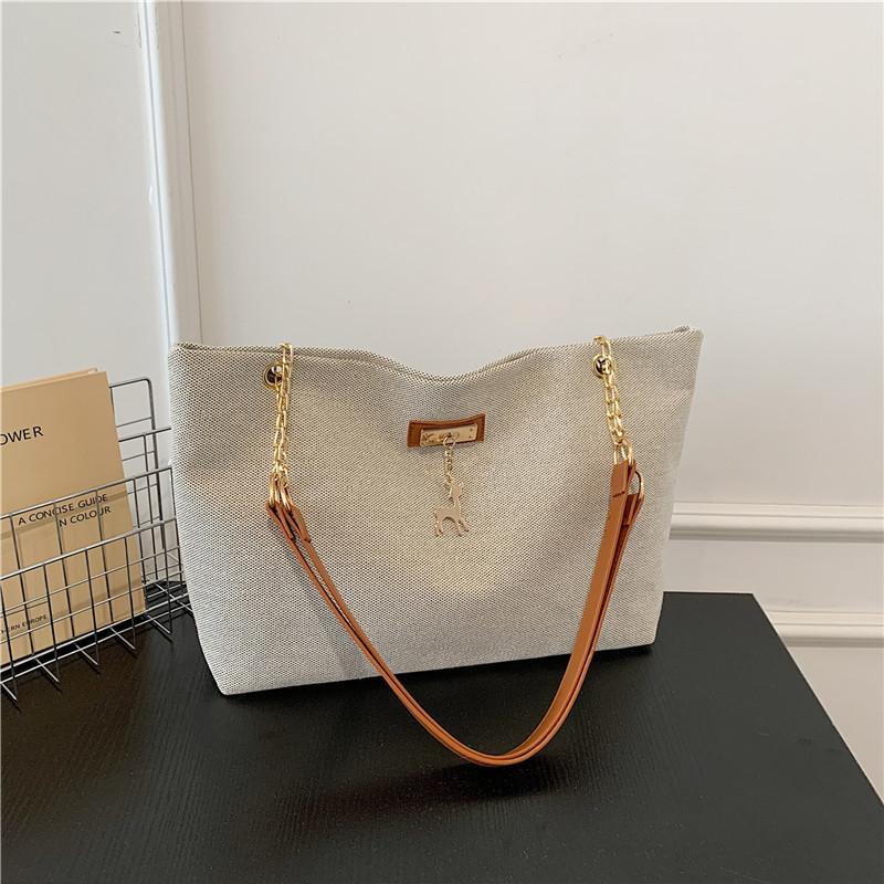 Large Capacity Vintage Style Casual Shoulder Bag For Women With Trendy Chain Handle