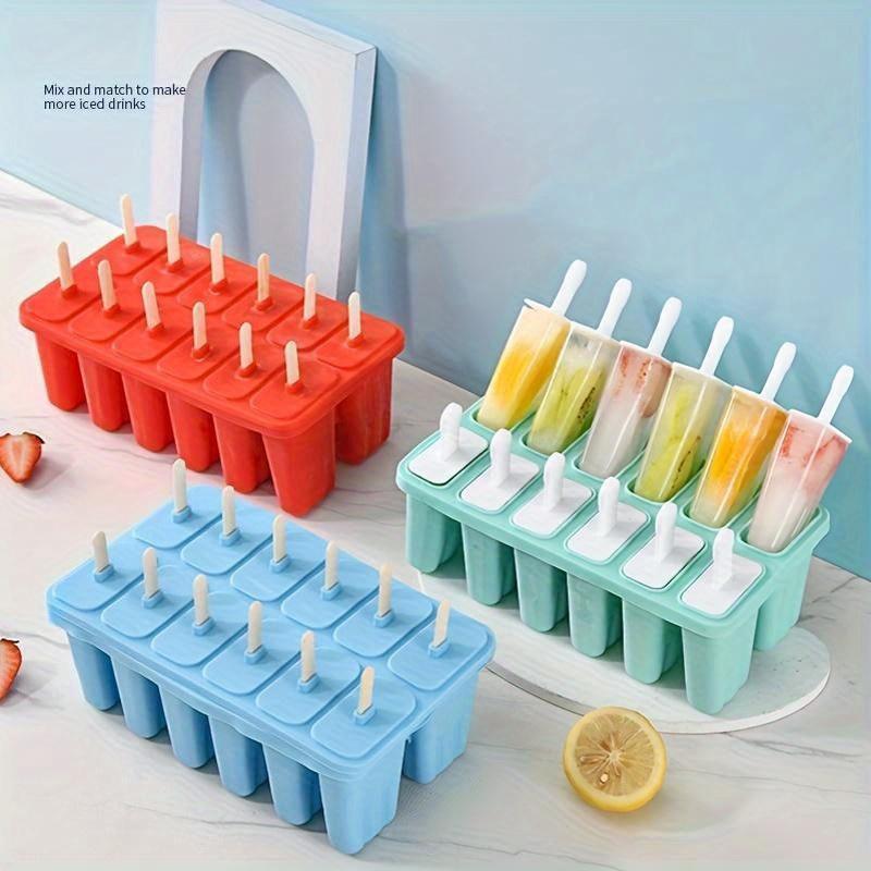 50 Stück Eisstiele enthalten Premium BPA-freies Silikon Eisformen Set 10 Stück Großes Fassungsvermögen Eis am Stiel Maker Set für selbstgemachtes Eis
