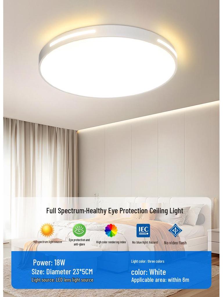 Ultra-Thin LED Ceiling Light 2025 - Full Spectrum Eye Protection, Super Bright Minimalist Design for Master Bedroom