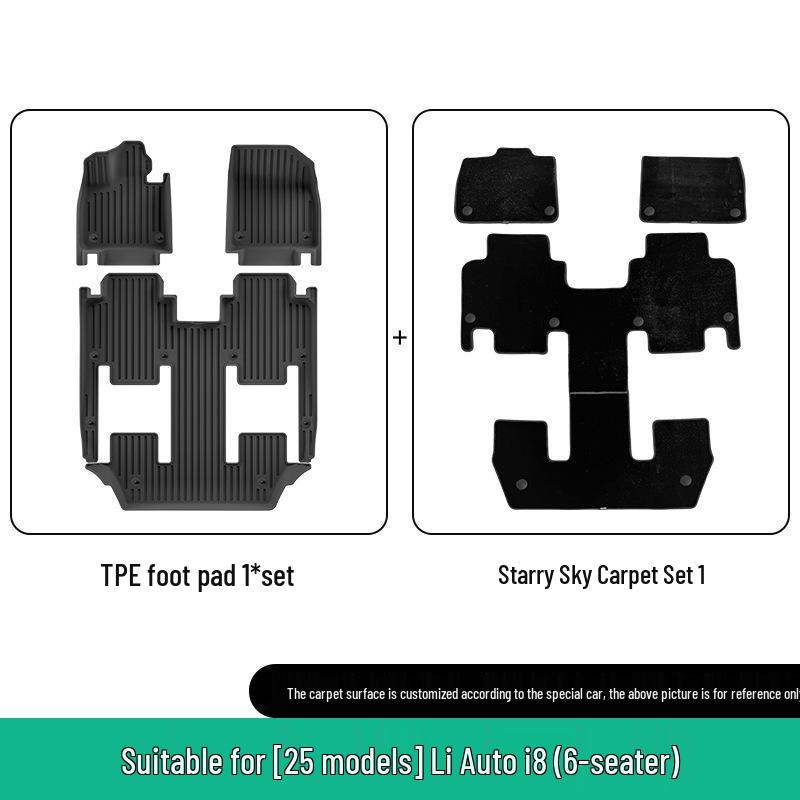Ideal I8 Car Floor Mat Set: Compatible with 25 Models - Includes TPE Floor, Trunk, and Seat Back Mats.