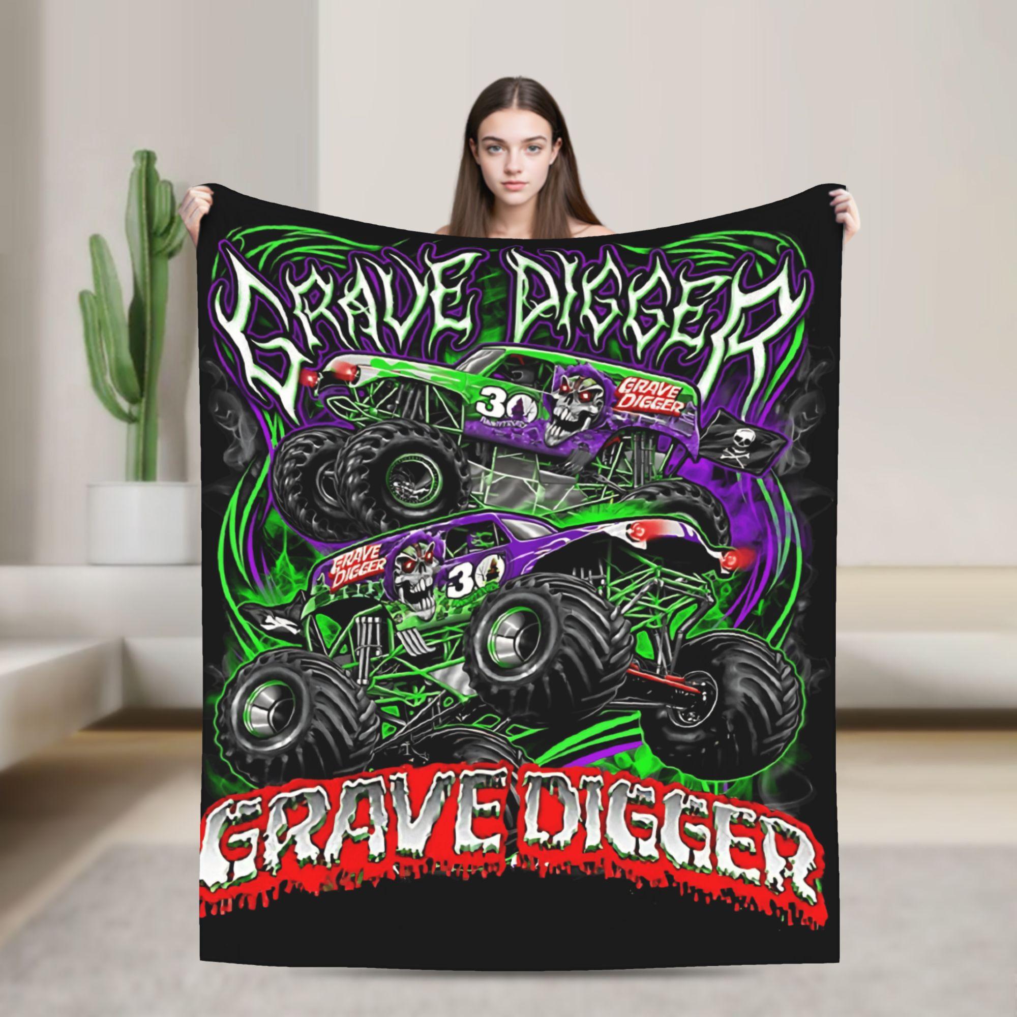 

Monster Trucks Grave Digger Super Soft Blankets Kids Plush Throw Blanket Novelty Couch Chair Flannel Bedspread Sofa Bed Cover 75cmx90cm