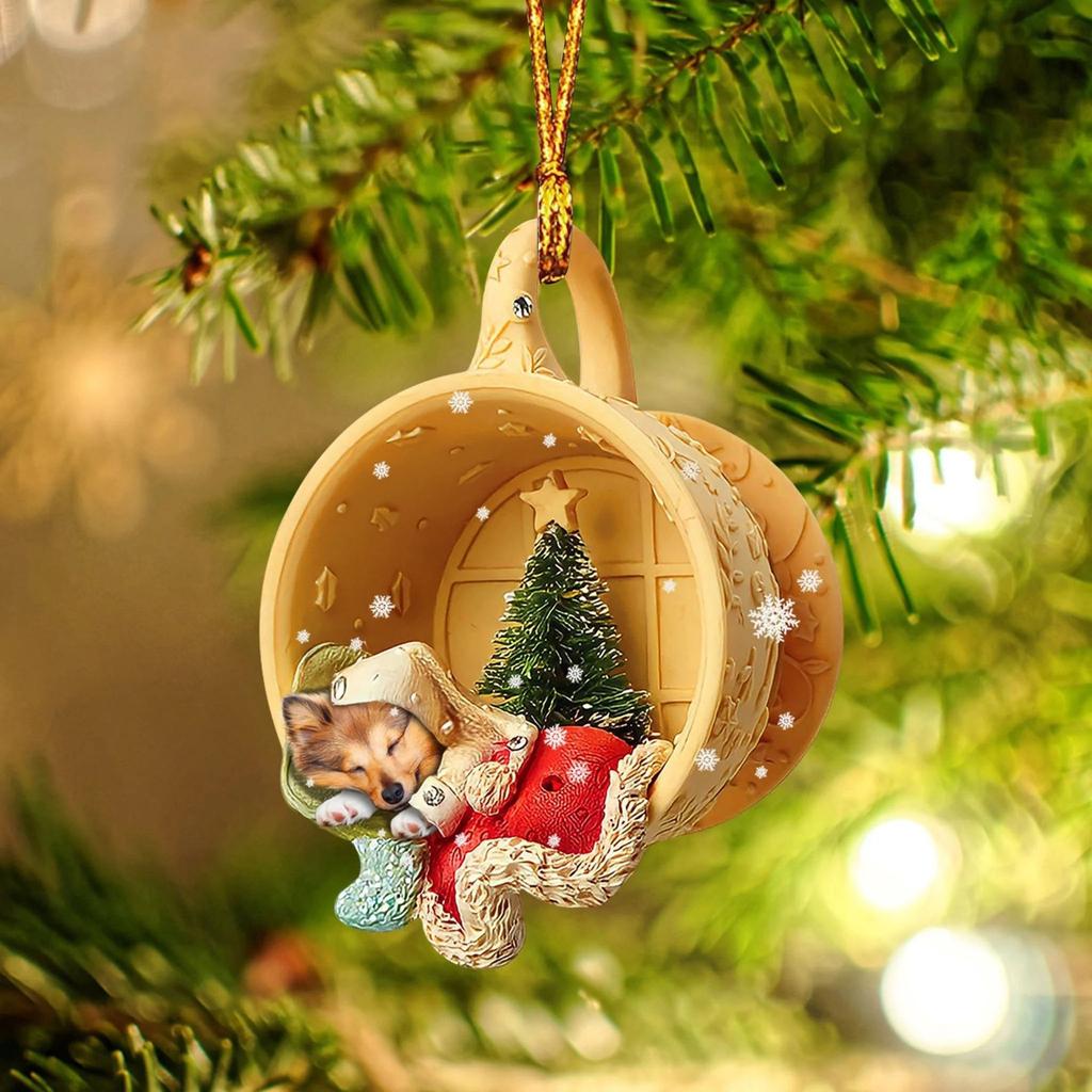 2023 Christmas Tree Pendant Cute Dog Animal Droplet Ornament New Year Festive Party
