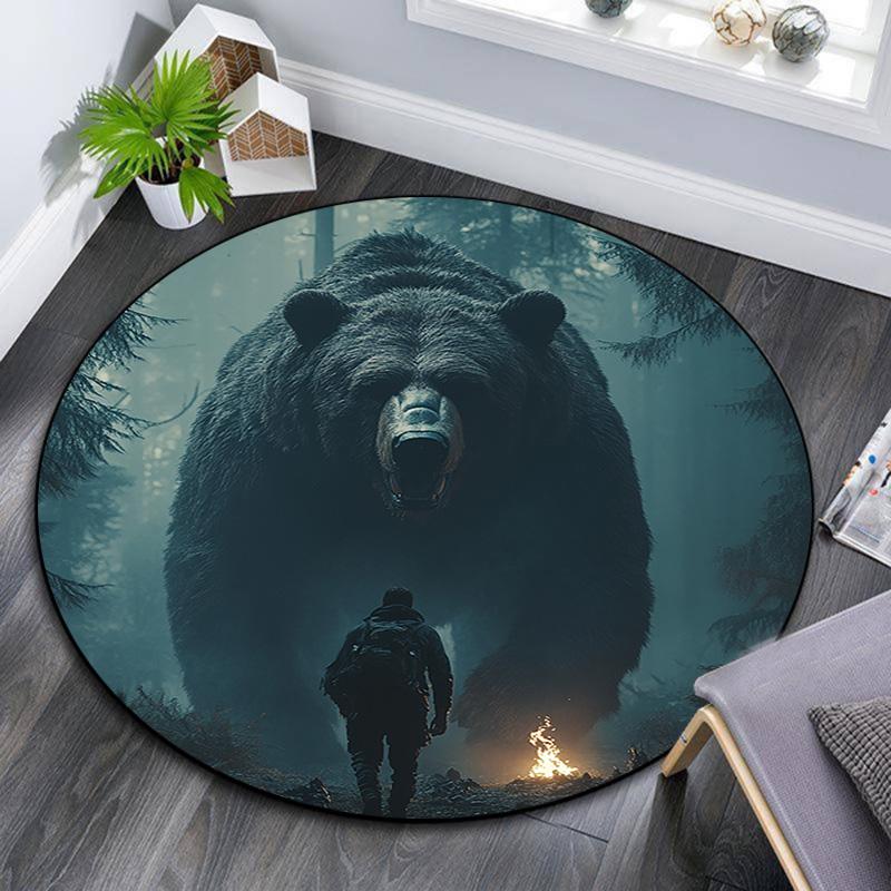 

Giant Bear Round Area Rug,Carpet Rug for Living Room Bedroom Sofa Playroom Decor,Non-slip Floor Mat 80cmx80cm