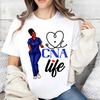 Cna Life Nurse with Stethoscope Heart Design T Shirt Women Casual Short Sleeve Top White