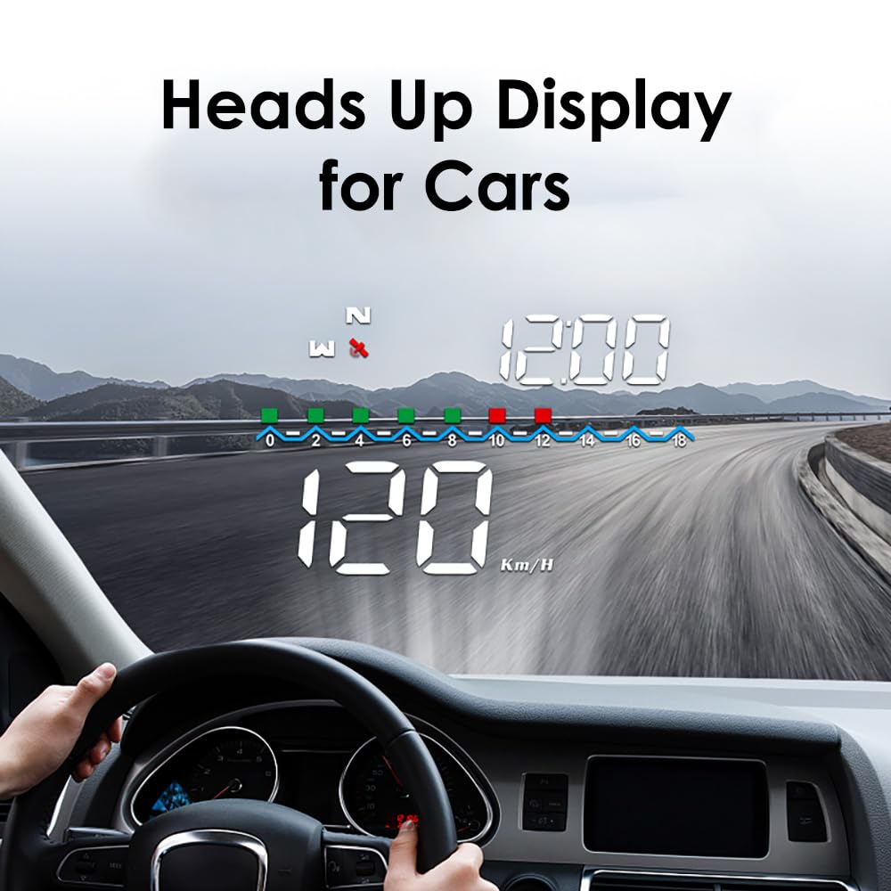 M19 Heads Up Display for Cars, GPS Digital Speedometer with Speed MPH, Windshield Projection for All Vehicles