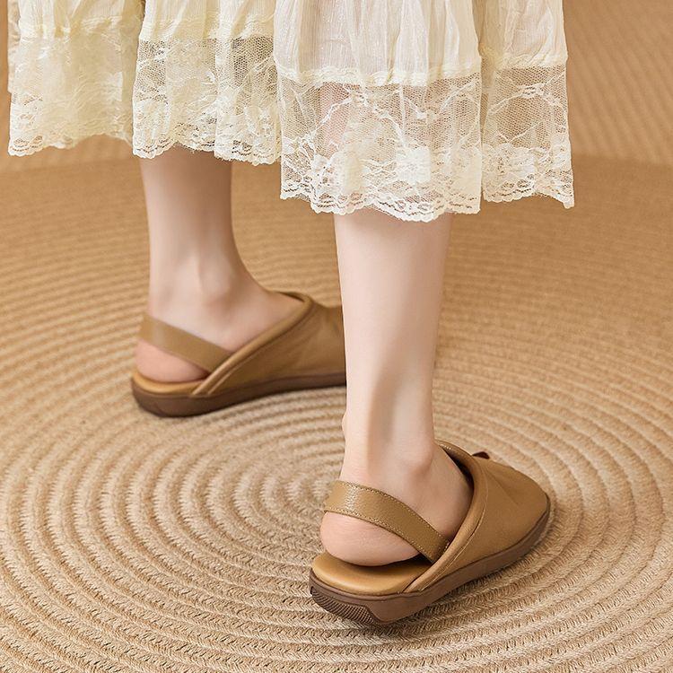 Black casual sandals women's 2025 new summer wear comfortable daily versatile open-toed square-headed Roman sandals