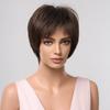 EASIHAIR Perruques synthétiques courtes pour femmes, perruques Bob brunes, cheveux naturels bouclés, à reflets, Fiber haute température, Cosplay