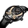 AILANG Vysoce kvalitní mechanické hodinky Dvojitý Tourbillon Automatické náramkové hodinky Duté svítící ciferník Luxusní pánský náramek