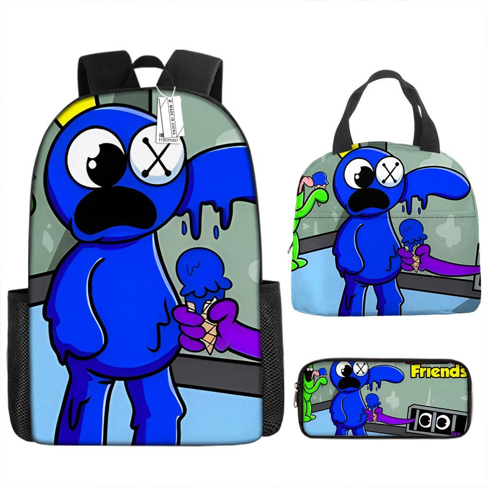 Rainbow Friends School Bag Rainbow Friends Backpack Three-piece Set for Elementary School Students Large Capacity Cartoon Computer Bag