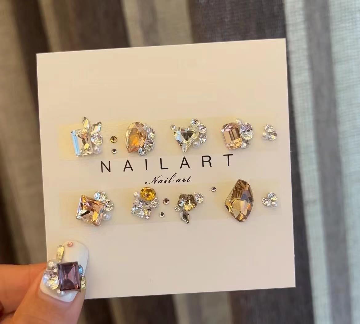 

BIBII Nail Color Crystal Latest Nail Gem Sparkling Nail Suitable for DIY Nail Art or Nail Salon Salon Birthday Holiday with Storage Box Parts,