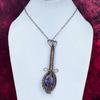 Lepidolite Pendant Copper Wire Wrapped Guitar Pendant Gemstone Handmade Jewelry