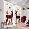 2pcs,2D Plane Printing Contemporary Curtains Buffalo Plaid Reindeer Snowflakes (4) Durable Polyester (without Rod) Holiday