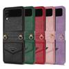Custodia in Pelle a Tracolla per Samsung Galaxy Z Flip 6 5 4 5G Flip4 Flip3 Slot Geometrico per Carte di Credito Cover Posteriore Antiurto Cordino