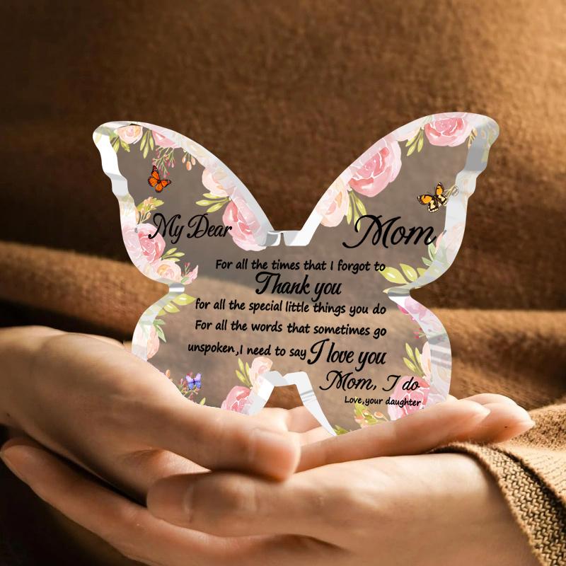 Mom’s Unique Gift: Butterfly Acrylic Souvenir (Daughter/Son). For Birthday/Christmas/Thanksgiving/Mother’s Day.