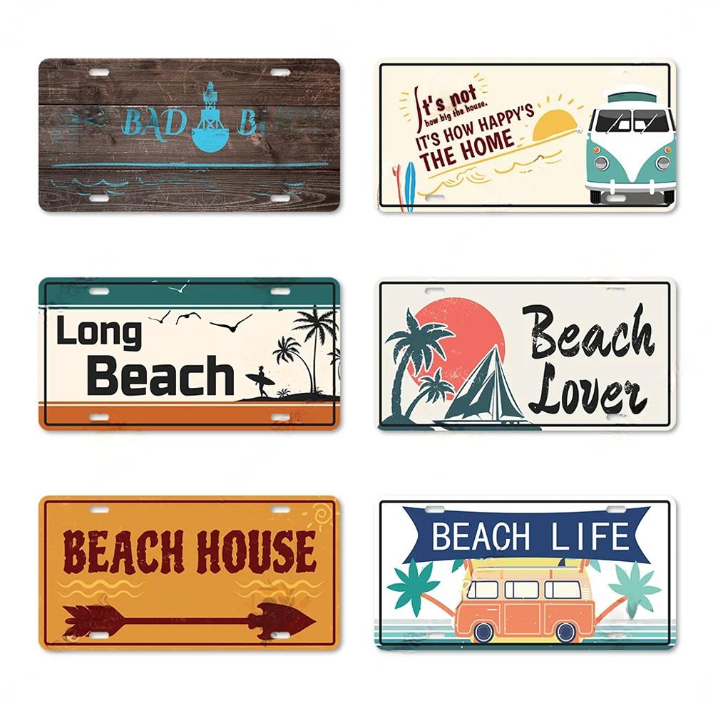 Summer Beach License Posters Wall Decor Plate Meal Sign Plaque Metal Vintage Tin Sign Room Decoration for Bar Pub