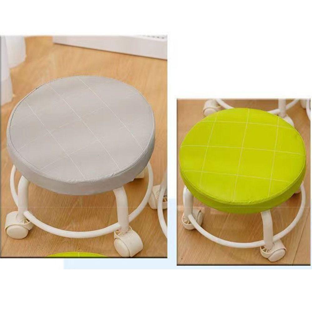 Waterproof Round Stool With Wheels 360 Degree Rotating Low Seat Rolling Pulley Chair  Nail Salon