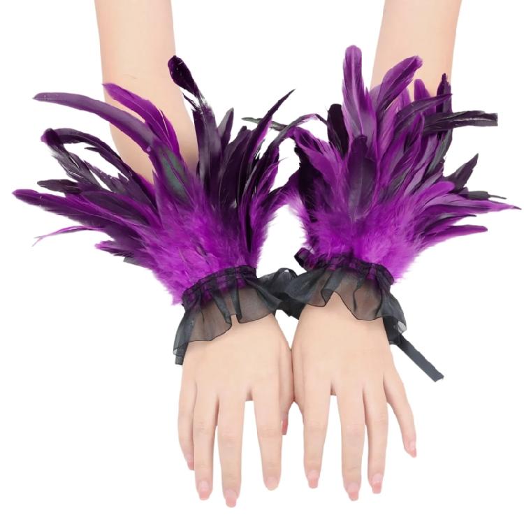 Vintage Piórowe Kajdanki dla Dorosłych Unisex Gotyckie Rękawy na Ramię Kostium na Imprezę Tematyczną Rękawki na Nadgarstek Maskarady Rękawki na Ramię