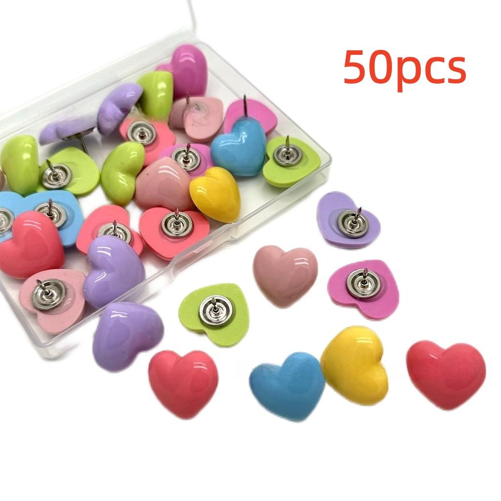 30pcs Resin Heart Push Pins Aesthetic Pastel Macaron Thumbtacks for Cork Board Photo Display Office & Home Decor