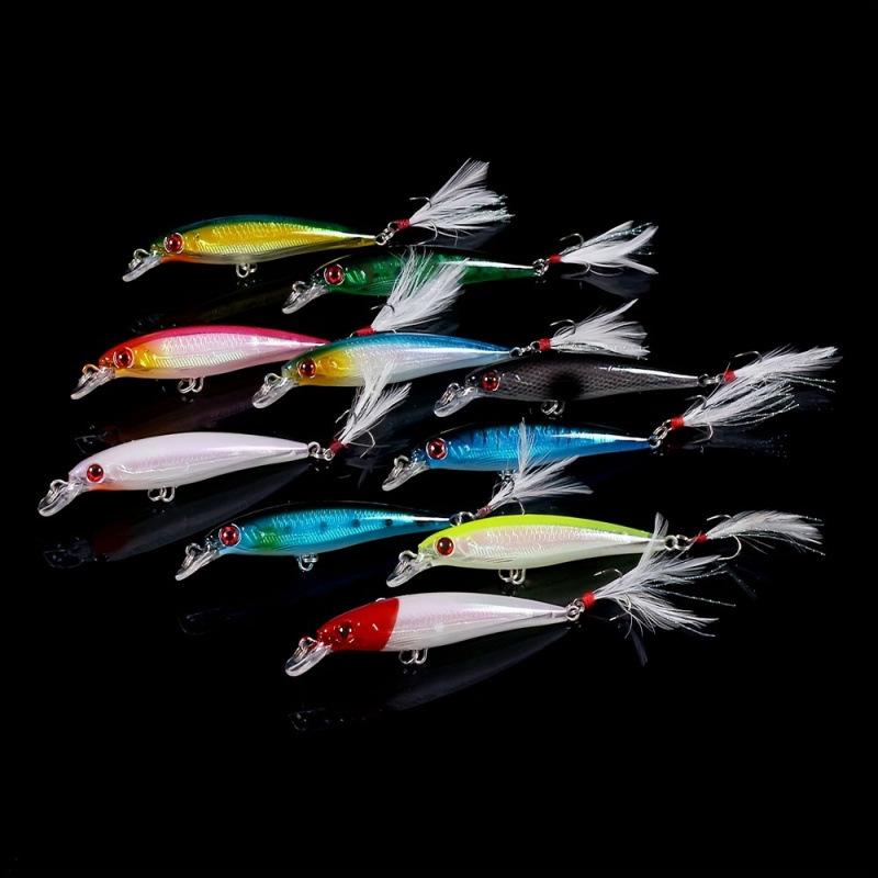 2026 Russell Minnow Fishing Lure Set - 10 Pieces with Feather Hooks